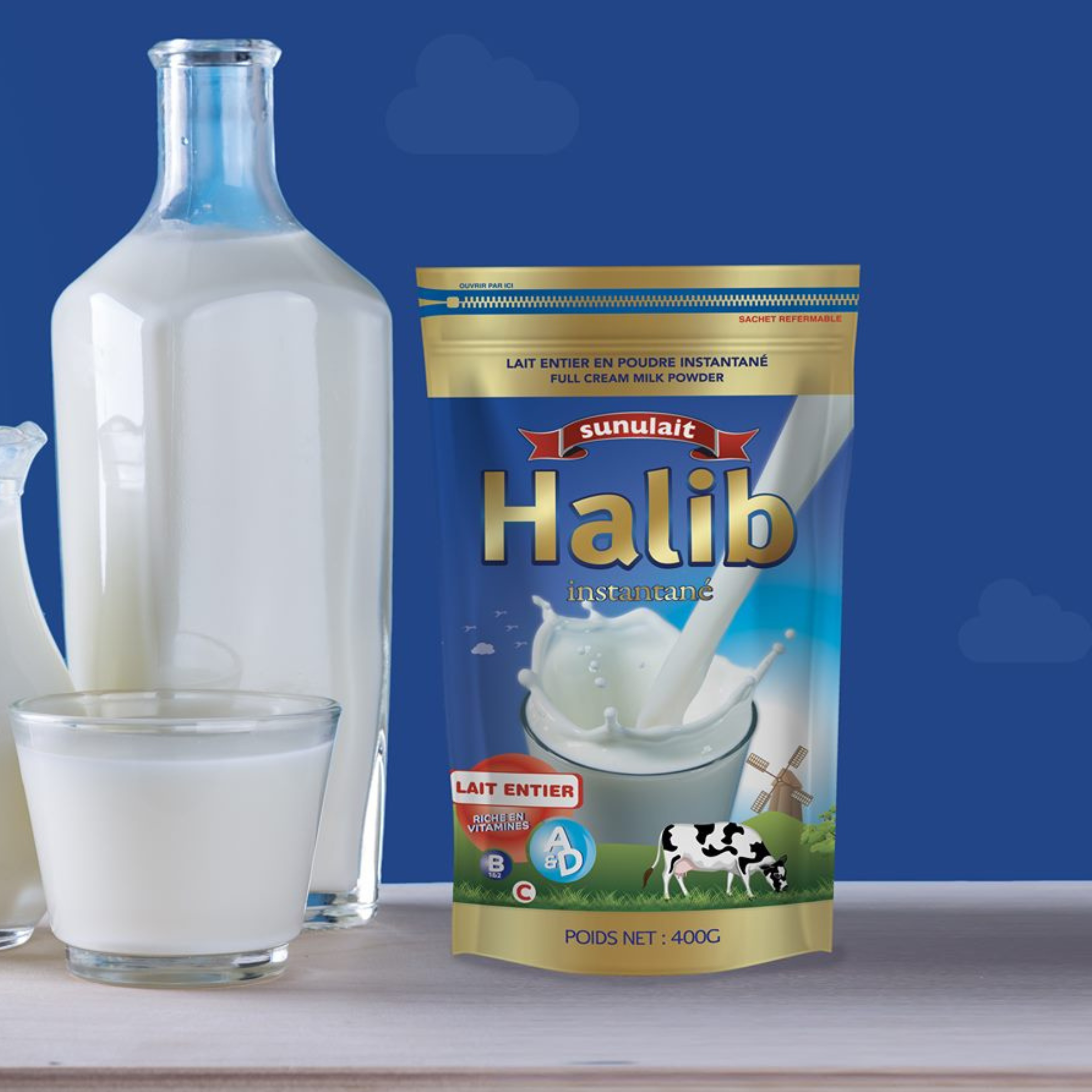 Lait Entier en Poudre Instantané HALIB / 10 x 400g